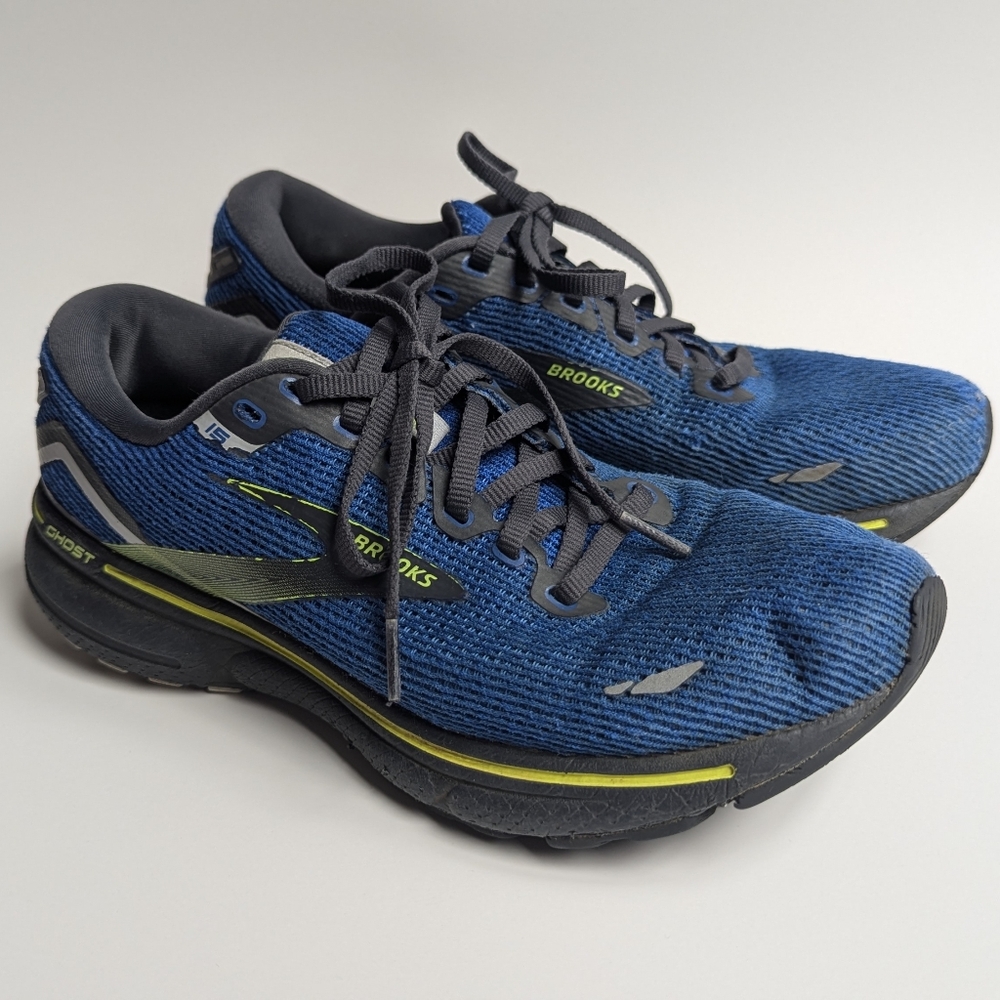 Brooks Men's Ghost 15 Running Shoes Blue, Black, Yellow/Green